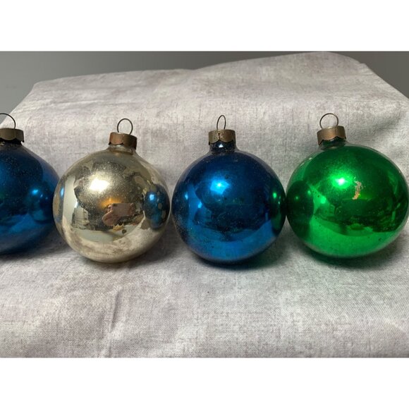 Vintage Glass Christmas Ornaments Set 14 Assorted Metallic Shine Unique Designs - Picture 5 of 12